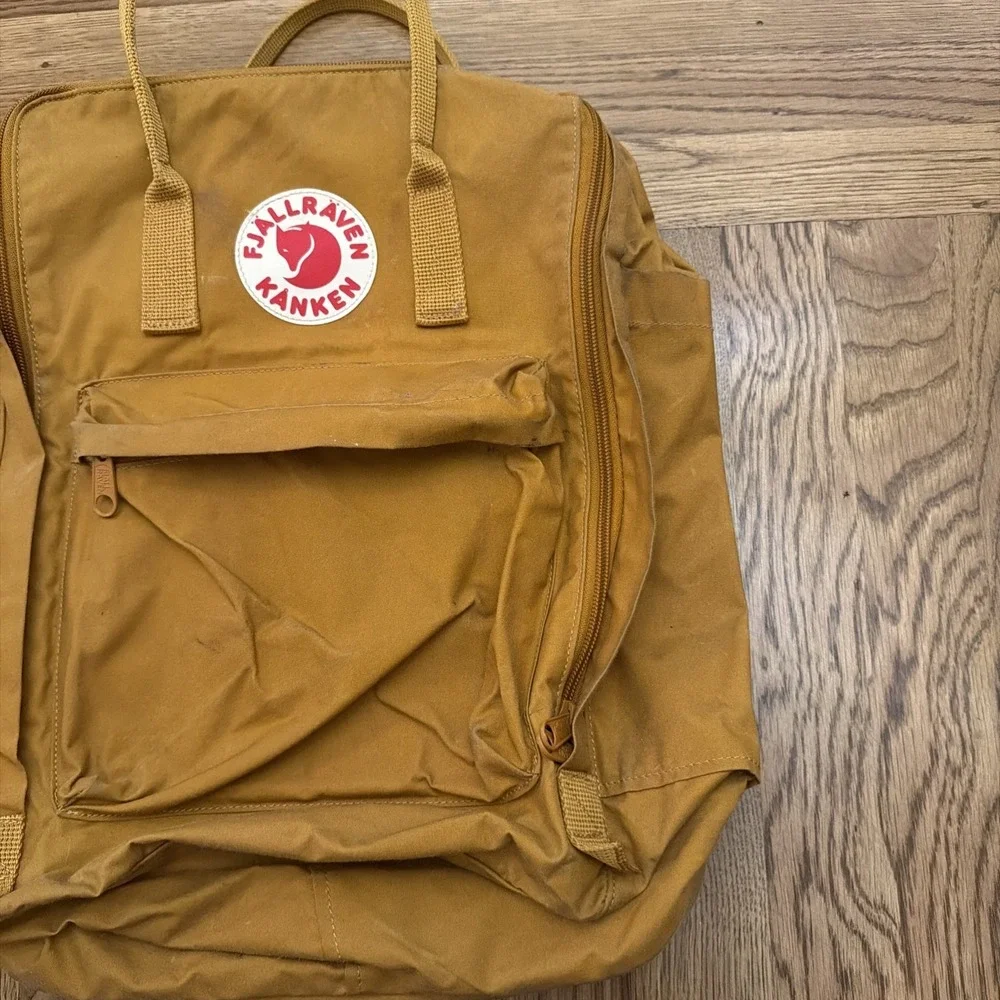 Yellow Fjällräven Kånken Backpack Yellow Brown Handles Utility